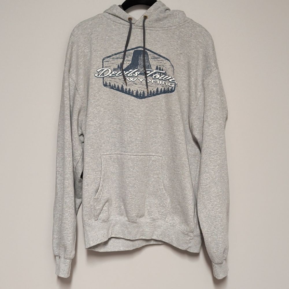 Men's Gray Hoodie with Blue Graphic